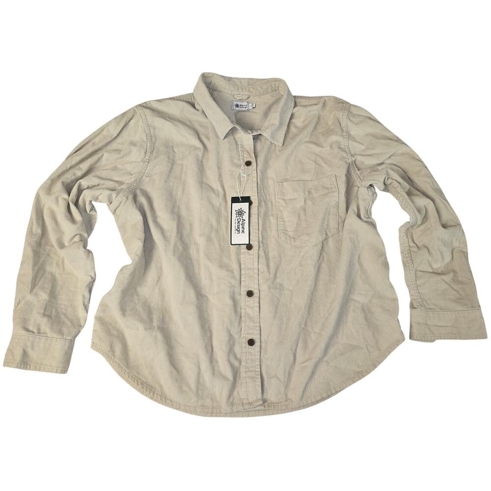 Alpine Design Women's XL Corduroy Button Down Shirt Morning Haze NWT